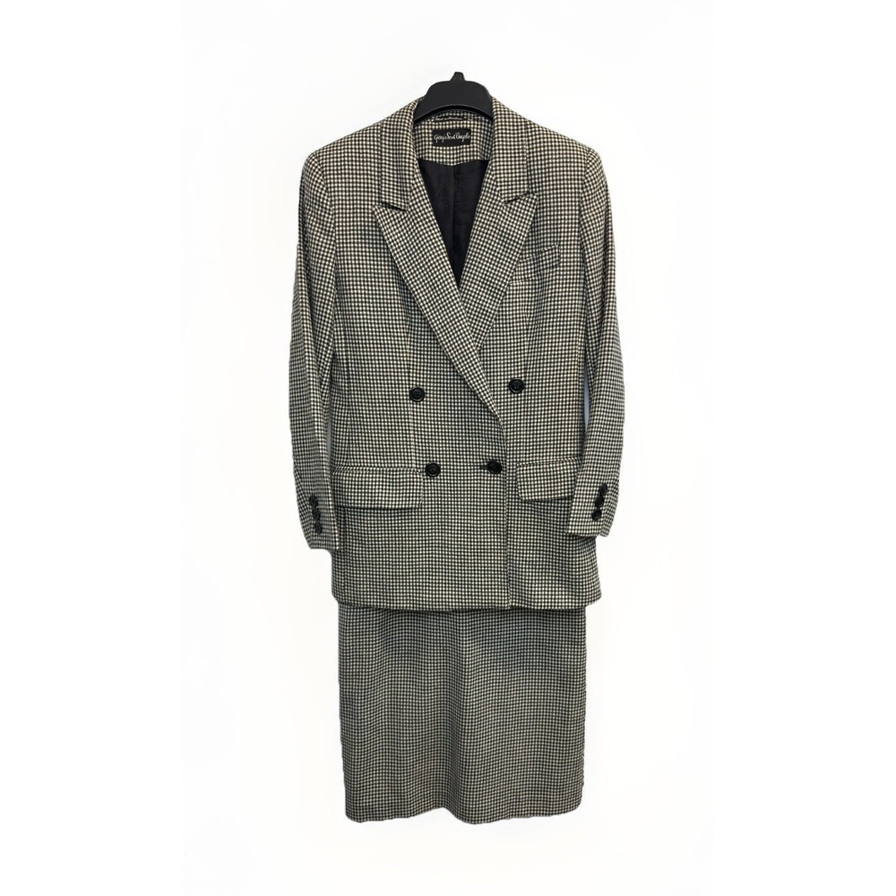 GIORGIO‎ SANT'ANGELO Women's 6 Wool Checkered Skirt Suit Black/cream Gingham